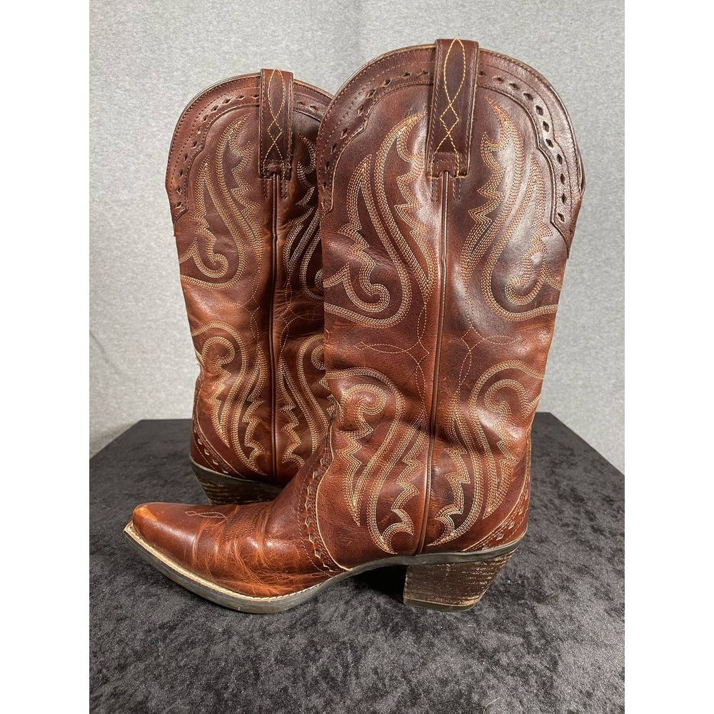 Ariat Boots Womens 7.5 B Cowboy Western Embroidered Leather Brown 10005908